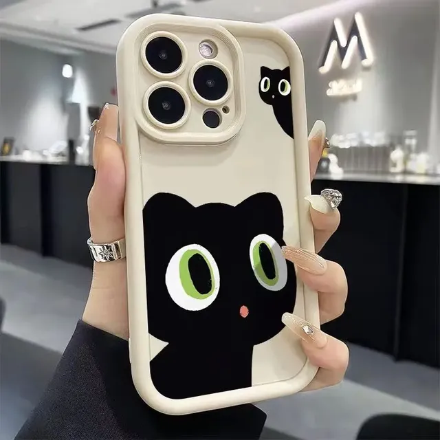 Trending Design Cute Cartoon Cat  Phone case for iPhone 16 17 Pro Max 14 13 12 11 Candy Color Soft Mobile Shockproof Back Cover