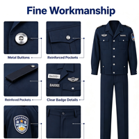 Ensemble uniforme de sécurité professionnel pour hommes CNMC, manches longues, bleu foncé, 65% polyester 35% coton, résistant à l'usure, détection par aiguille, CNMC-3