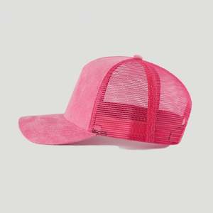 Gorra de béisbol personalizada de primavera/verano, de gamuza transpirable con malla, deportiva, de color sólido, estilo camionero de 5 paneles - Product Image 2