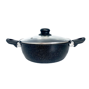 Olla de doble asa con revestimiento de mármol de 24 cm, aleación de aluminio, solo lavar a mano, mayor resistencia a la abrasión, antiadherente - Product Image 1