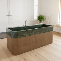 Meuble de salle de bain intégré en marbre naturel vert indien sculpté avec lavabo, surface lisse et bords arrondis (R-Corner) – Direct Usine