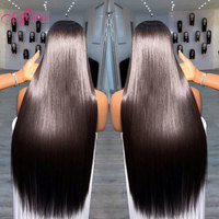 Rambut Asli 12A Panjang 30 Inci Wig Rambut Manusia 100%, Wig Depan dengan Lace Swiss, Wig Frontal Lace Deep Wave untuk Wanita Kulit Hitam