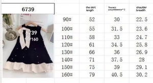 Robe sans manches style Hepburn pour filles, noire et blanche avec nœud perlé, robe d'été pour fête d'anniversaire, vêtements formels pour fillettes, vente en gros - Product Image 6