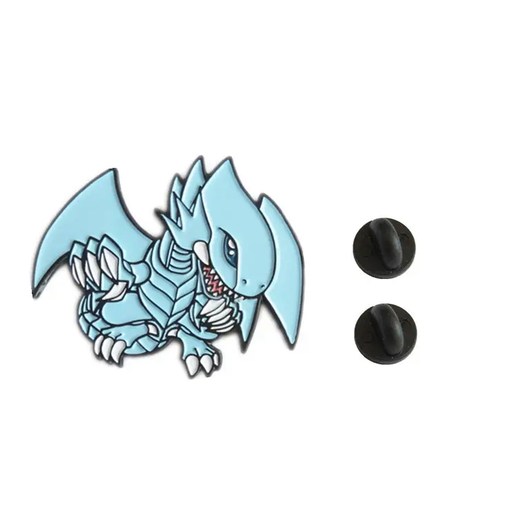 Custom blue eyes white dragon zwart geverfd metalen pin