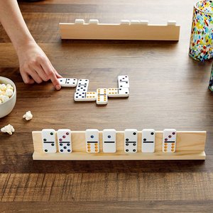 Supports Domino personnalisés Supports de plateaux <span class=keywords><strong>en</strong></span> <span class=keywords><strong>bois</strong></span> Domino de qualité supérieure pour train mexicain de pied de poulet et jeux de Domino <span class=keywords><strong>Latte</strong></span> <span class=keywords><strong>en</strong></span> <span class=keywords><strong>bois</strong></span> de pin lettre - Product Image 5