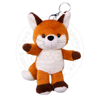 Zaves poupée en peluche personnalisée 14.5cm renard brun porte-clés mignon en peluche sac d'école suspendu poupée personnalisable vêtements portables