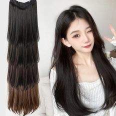 1P di mezza parrucca dritta Casual a forma di U Volume stretto realizzato con capelli umani - Product Image 1