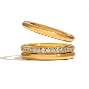 MICCI - Anillos Apilables <span class=keywords><strong>de</strong></span> Acero Inoxidable Chapados en Oro <span class=keywords><strong>de</strong></span> 18K, Resistentes al Agua, para Mujer - Product Image 2