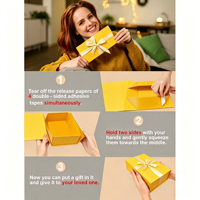 Ensemble de boîtes cadeaux pliables, boîte pliable avec papier de raphia déchiqueté, carte de vœux et ruban de satin pour l'emballage de cadeaux