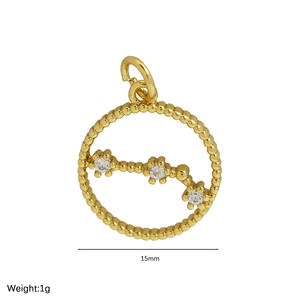 Moda astrologia stella ciondolo zodiaco moneta rotonda <span class=keywords><strong>oroscopo</strong></span> collana bracciale gioielli per fare accessori forniture - Product Image 3