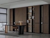 Étagère intégrée de style grille moderne, bibliothèque de salon blanche personnalisée