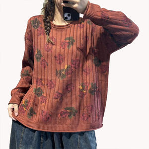 Suéter de Punto Estampado para Mujer, Novedad de Invierno 2026, Holgado, Personalizable, Cuello Redondo, Talla Grande, Informal - Product Image 6