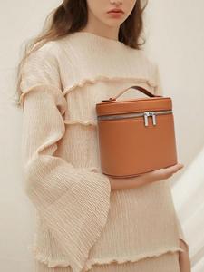 Women Portable <b>Makeup</b> Organizer PU Leather Zipper <b>Large</b> Capacity Pebble Pattern Storage <b>Bag</b> Removable Dividers Travel Handle - Product Image 4