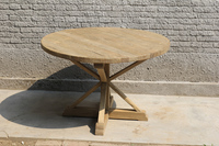 Chinesischer Antiker Vintage Rustikaler Design Recycling-Massivholz Runder Esstisch