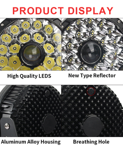 Nuevos Focos LED de 12V 24V IP67 de <span class=keywords><strong>9</strong></span> Pulgadas y 140W, Luz de Trabajo LED Redonda Blanca y Amarilla, Luz de Conducción Todoterreno, Reflectores 4D - Product Image 2
