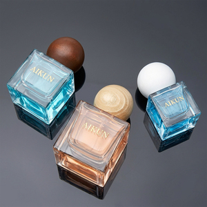 Aikun Fast Response 30ml 50ml 100ml Cube Glass Perfume <b>Gift</b> Set with Wood Cap Gold Logo Beige <b>Box</b> For <b>Gift</b> Shops Custom Scent - Product Image 4