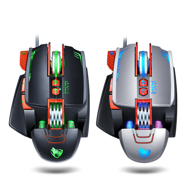 T-WOLF V9 Light Gaming Mouse Wired Programmable Breathing Light USB Computer Mice RGB Gamer PC Gaming Mouse 8 Button for PC