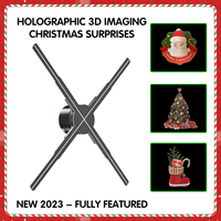 Ventilateur Holographique 3D LED YHP50-LED pour Affichage Publicitaire, 2 Pales, Projecteur Holographique 3D Nu Diamètre 50cm avec Mapping Holographique
