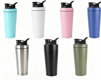 Bouteille shaker isotherme à double paroi en acier inoxydable 500 ml 750 ml pour la salle de sport, le fitness et les protéines