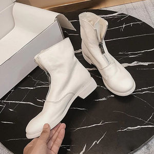 Cremallera frontal moda británica primavera Damen <span class=keywords><strong>Stiefel</strong></span> suela gruesa zapatos de seguridad motocicleta caballo mujeres botas occidentales - Product Image 4