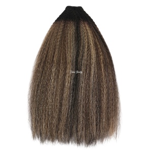VMAE Extensions de cheveux humains en mèches, cheveux bruts Remy mongols, texture Kinky Straight, avec mèches Balayage blond <span class=keywords><strong>cendré</strong></span> et racines foncées - Product Image 3