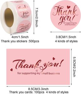 Set di Adesivi e Biglietti di Ringraziamento in Lamina Oro Rosa, Decorazione per Imballaggi E-Commerce - Product Image 3