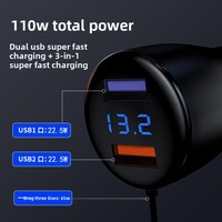 Nouveau chargeur allume-cigare OLIVER Fit pour voiture, double USB, câble un-vers-trois, charge rapide QC30, charge flash 65W, multifonctionnel