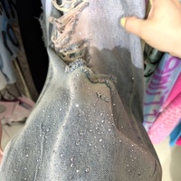 F159/FANMAJIALIE Nouvelle Arrivée Jean Femme Tendance Marque Design Unique Trous et Diamants Pantalon de Haute Qualité pour la Mode Urbaine