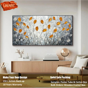 UNIART-Lienzo <span class=keywords><strong>de</strong></span> flores abstractas modernas, pintura al óleo personalizada <span class=keywords><strong>de</strong></span> gran tamaño, cuchillo con textura, pintura al óleo hecha a mano, <span class=keywords><strong>arte</strong></span> <span class=keywords><strong>de</strong></span> pared - Product Image 4