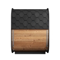 Sauna carré extérieur noir pour 4 personnes, en cèdre rouge/épinette canadienne, avec système de chauffage électrique/à bois.
