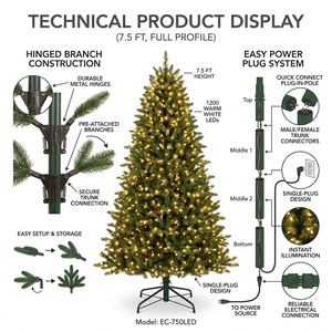 <span class=keywords><strong>Sapin</strong></span> de Noël artificiel de luxe de 2,3 m pré-éclairé, 100 % PE, toucher réel, avec lumières <span class=keywords><strong>LED</strong></span>, décoration de Noël haut de gamme pour la maison - Product Image 1