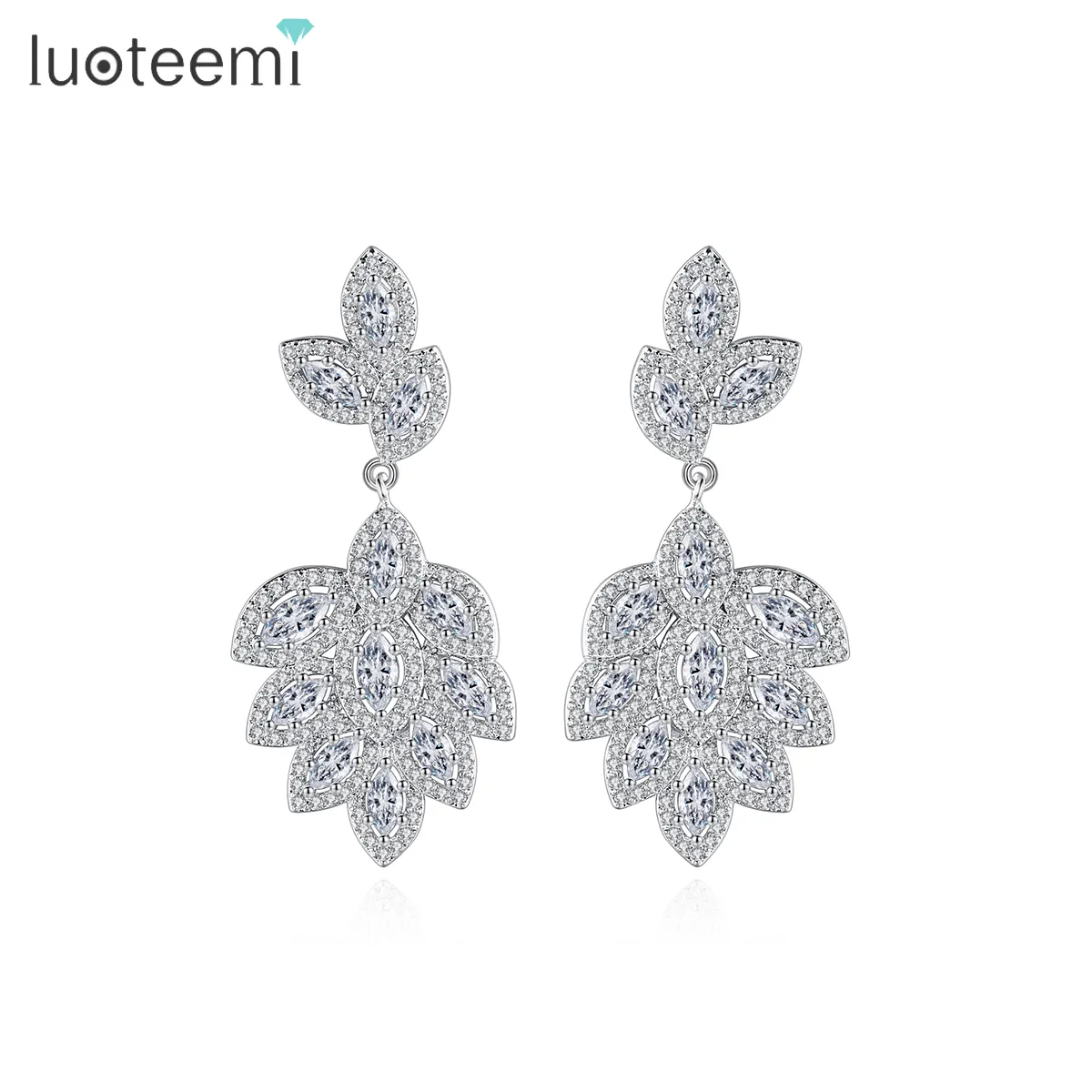 LUOTEEMI — boucles d'oreilles Vintage, bijou élégant de luxe, zircon cubique, haut à la mode, bijoux de mariée