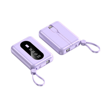 Nouvelle batterie externe portable 10000mAh avec écran LED, charge rapide 10W, entrée USB, sortie Type-C, câbles intégrés pour téléphones
