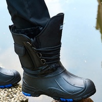Bottes d'hiver chaudes à double couche avec doublure en polaire amovible, imperméables avec semelle antidérapante, clous en acier, bottes de neige imperméables pour hommes
