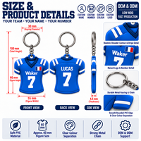 Porte-clés en silicone de football américain personnalisé de haute qualité sans BPA pour porte-clés et mousquetons promotionnels