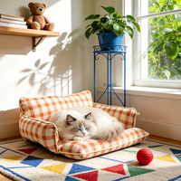 Coussin carré pour chat, pour voiture et intérieur, en velours doux, double face, amovible et lavable, pour chien et chat, toutes saisons