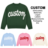 Pull personnalisé décontracté en jacquard, pull épais et chaud en tricot jacquard à motif lettres