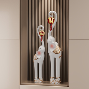 Par de Figuras de Elefantes, Amuleto de la Fortuna para Sala de Estar, Entrada, Mueble de TV, Vinoteca, Regalo de Mudanza - Product Image 2