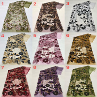 Nouveau Tissu Brodé de Perles et de Paillettes Bicolore du Moyen-Orient, 100% Polyester, Broderie Perlée de Luxe pour Jupes et Robes Féminines