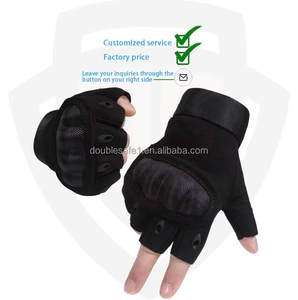 Doublesafe RTS personalizado hombres negro Nylon medio dedo nudillo duro alta calidad seguridad caza tiro guantes tácticos mitones - Product Image 5