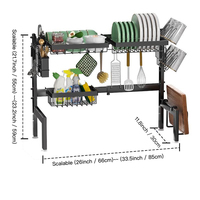 Étagère de séchage et de rangement rétractable en métal réglable, grande capacité, double couche, multifonctionnelle pour cuisine et salle de bain