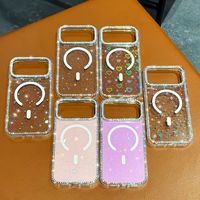 Étui de téléphone magnétique en TPU avec diamants scintillants N52 Gauss pour iPhone 18 Pro Max, design transparent en forme de cœur, étui de téléphone 18 Pro Max