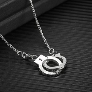 Collar con Colgante en Forma de Esposas Vintage Unisex, con Letras de Fe Grabadas, Joyería a Juego para Parejas, Acero Inoxidable para Hombre - Product Image 3