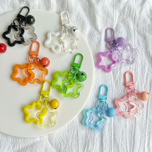 Promotion Cute Acrylic Star <strong>Keychain</strong> <strong>Bulk</strong> Colorful Bell Five Pointed Stars Candy Color Clasp Clip Charm Pendant Key Chains - Product Image 2