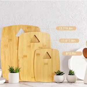 Juego de tablas de cortar de bambú, 3 piezas, rectangulares, color madera natural, para cortar frutas, verduras y queso. - Product Image 2