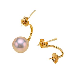 S925 <b>Silver</b> DIY Pearl Accessory Fashionable <b>Stud</b> Earrings with 6-9mm Round Pearl 2303 for Two Uses - Product Image 3