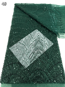 Ni. Ai rượu vang mới đính cườm ren lưới cô dâu lượn sóng cấu hình sequin vải ren với ngọc trai cho vật liệu Váy dự tiệc - Product Image 2