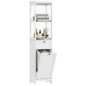 <span class=keywords><strong>Armoire</strong></span> <span class=keywords><strong>de</strong></span> <span class=keywords><strong>salle</strong></span> <span class=keywords><strong>de</strong></span> <span class=keywords><strong>bain</strong></span> haute, <span class=keywords><strong>avec</strong></span> <span class=keywords><strong>panier</strong></span> à <span class=keywords><strong>linge</strong></span> - Blanc - Product Image 3