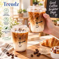 Trendz Trendz Gobelets jetables compostables en PLA de 32 oz en forme de U avec couvercles pour milkshake, café, dessert, fête, pour latte glacé