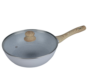 Venta caliente de alta calidad de aluminio forjado sartén recubrimiento antiadherente <span class=keywords><strong>Wok</strong></span> con vidrio templado <span class=keywords><strong>tapa</strong></span> - Product Image 1